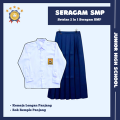 Seragam SMP Cewek Lengan Panjang (Atasan Lengan Panjang + Bawahan)