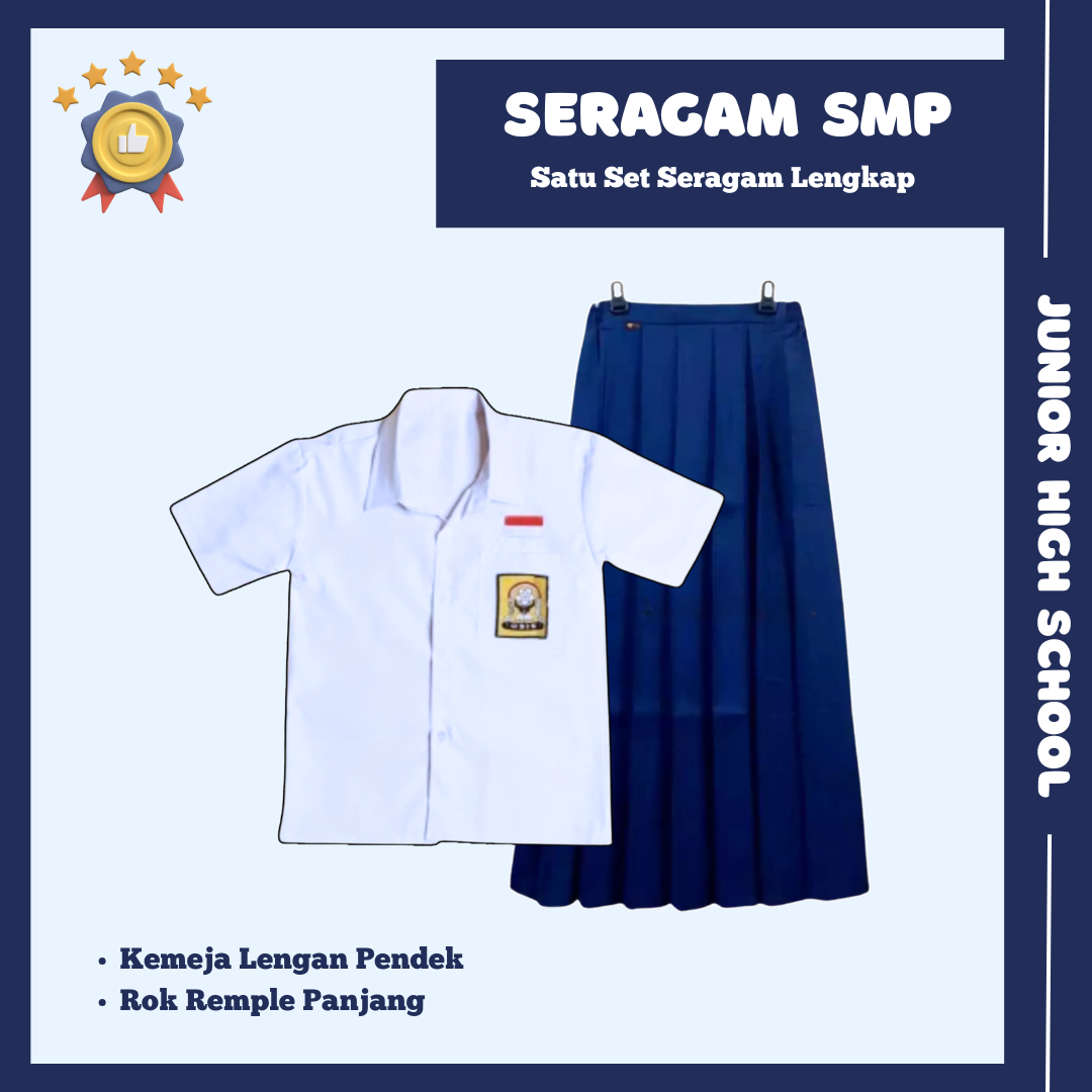 Seragam SMP Cewek Lengan Pendek (Atasan Lengan Pendek + Bawahan)