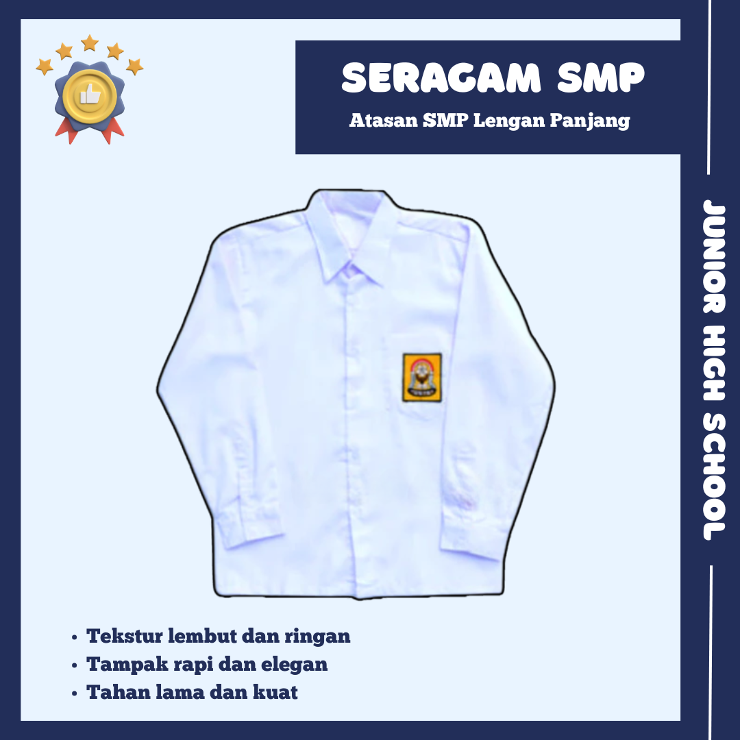 1 Set Seragam SMP Wanita Lengan Panjang (Baju Lengan Panjang, Rok, Topi, Dasi, Ikat Pinggang, Kaos Kaki)