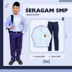 Seragam SMP Cowok Lengan Panjang (Atasan Lengan Panjang + Bawahan)