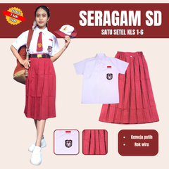 Seragam Sekolah SD Cewek Lengan Pendek (Baju Lengan Pendek + Rok)