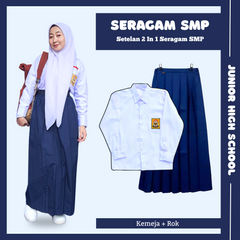 Seragam SMP Cewek Lengan Panjang (Atasan Lengan Panjang + Bawahan)