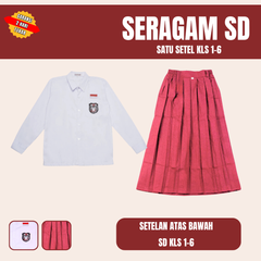 Seragam Sekolah SD Merah Putih Anak Perempuan Lengan Panjang (Baju Lengan Panjang + Rok)