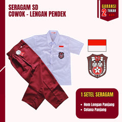 Seragam Sekolah SD Merah Putih Cowok Lengan Pendek (Baju Lengan Pendek + Celana)