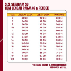 Baju SD Wanita Lengan Pendek