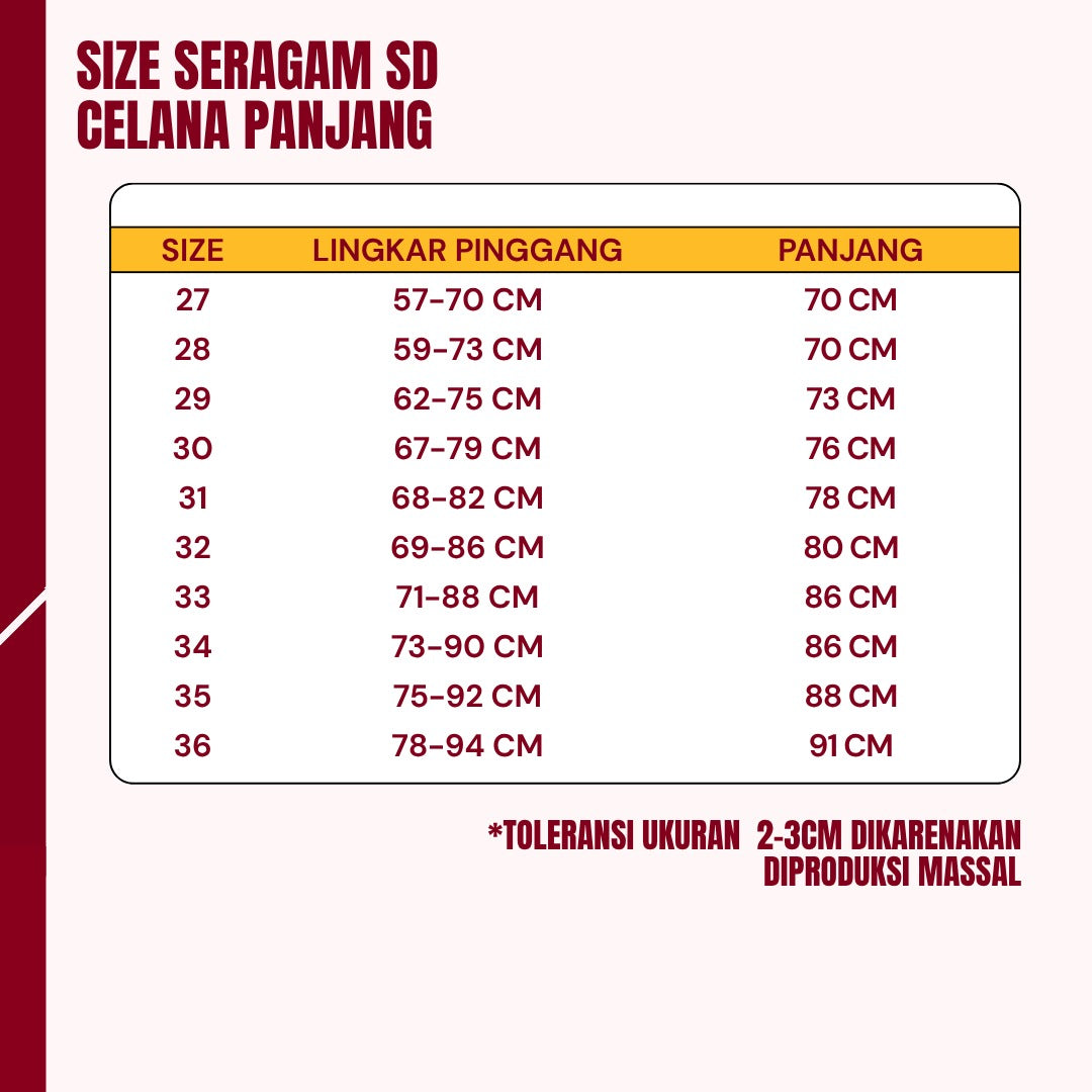 Seragam Sekolah SD Merah Putih Panjang Cowok (Baju Lengan Panjang + Celana)