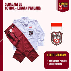 Seragam Sekolah SD Merah Putih Panjang Cowok (Baju Lengan Panjang + Celana)