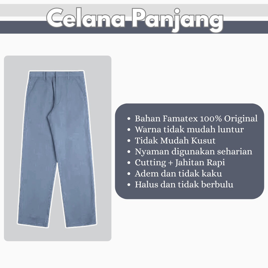 1 Set Seragam Sma Lengan Panjang (Hem Atasan Lengan Panjang + Lengan Bawah, Ikat Pinggang, Kaos Kaki)