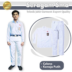 Seragam SMU Putih Putih Lengan Panjang (Atasan Putih + Bawahan Putih)