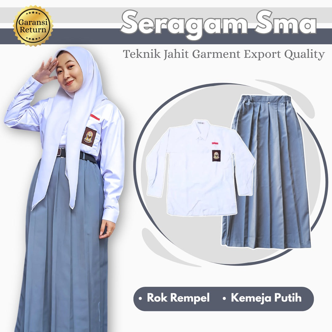 Seragam SMA Wanita Lengan Panjang (Baju Lengan Pendek + Bawahan)