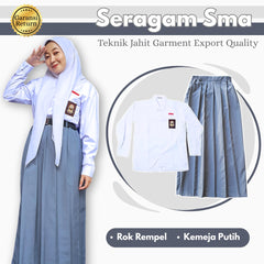 Seragam SMA Wanita Lengan Panjang (Baju Lengan Pendek + Bawahan)