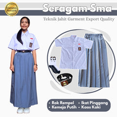 1 Set Seragam SMA Wanita Lengan Pendek (Baju Lengan Pendek + Bawahan + Ikat Pinggang + Kaos Kaki)