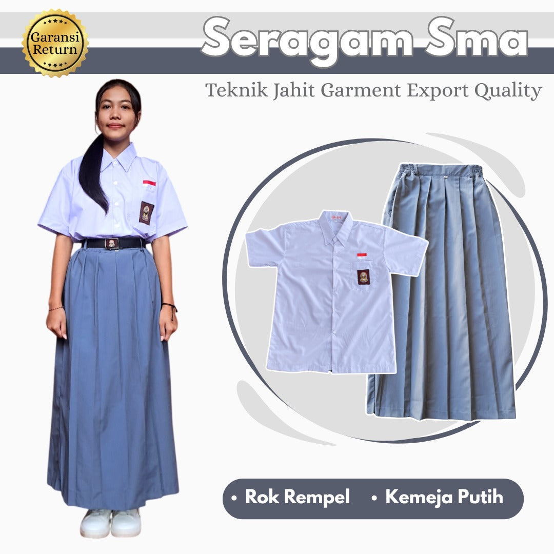 Seragam SMA Wanita Lengan Pendek (Baju Lengan Pendek + Bawahan)